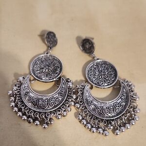Silver Chandelier Earrings oxidized Indian Ethnic